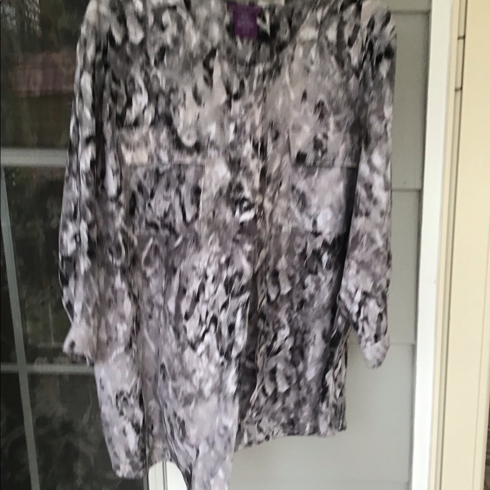 Beverly Drive Ladies blouse Top size 20/22W grays and blacks  2X NWOT Church